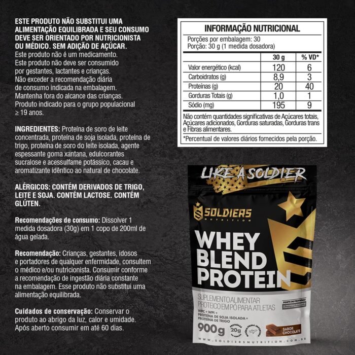 Whey blend Soldiers 900g Baunilha - Imagem 2