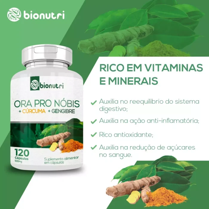 Ora pro Nobis + cúrcuma+ gengibre 60cps